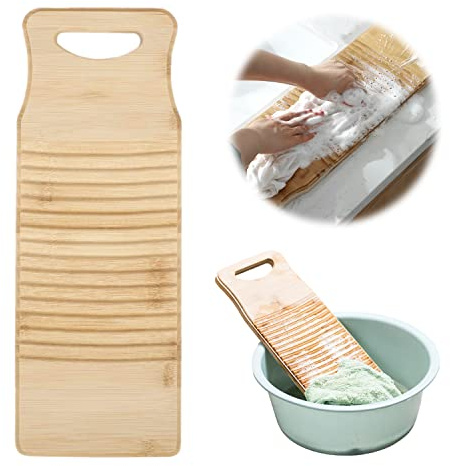awagas Hand Washing Clothes Tools Natural Bamboo Washboard, 15.75x 5.91 in Hand Washing Board Wood Wash Board Clean Laundry Washboard for Kids Shirts Clean Laundry 40x15 cm