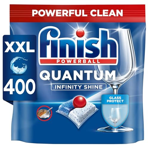 Finish Quantum Infinity Shine Dishwasher Tablets Bulk | Regular Scent | 400 Dishwasher Tabs for Deep Clean and Sparkling Shine