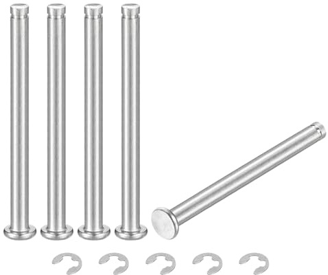 QUARKZMAN 5Set M5x60mm Perno Posizionamento Cilindrico Elastico Albero Acciaio Inossidabile 304, Perno Posizione Cilindro Cerniera Scanalato Testa Piatta con Ring Fissaggio Clip E, Argento