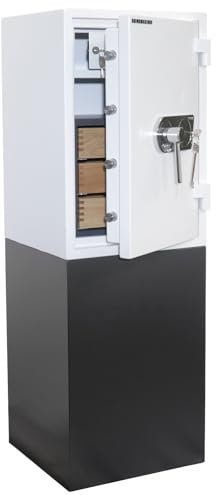 Rottner Wertschutzschrank EN1 Alexander 65 Fire Elektronikschloss weiß Notbestromung von außen 30 minütiger Feuerschutz verstellbarer Fachboden Innentresor inkl. Befestigungsmaterial