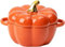 Niederländischer Ofen Topf mit Deckel, Herbst Kürbis Töpfer Suppe Schüsseln mit Griffen, Mini Keramik Ofen Safe Schüsseln, Kürbis Dekorative Schüssel für Home Decor Herbst Halloween Part (Orange)