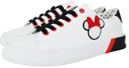 Minnie Mouse Damen-Sneaker, niedriger Zehenbereich, Schnürschuh, Weiss/opulenter Garten, 39.5 EU