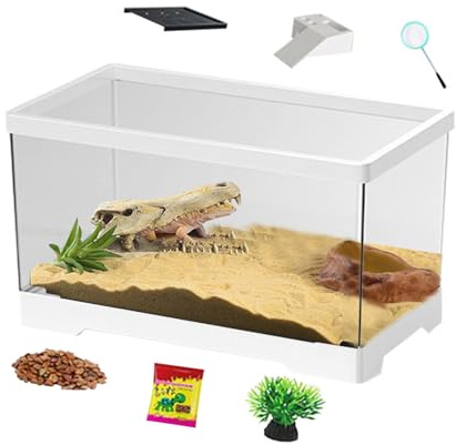 Tanque de tortuga pequeña - Terrario para reptiles | Faunario Estándar Acuaterrario con desagüe de fondo para reptiles anfibios serpientes geckos camaleones ranas tortugas y peces