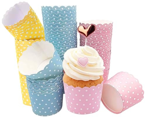 Cupcake wrapper 150 stycken – muffinsformar papper, 5 x 6 x 4,7 cm, oljeresistent och skrynkelfri, perfekt för bakdagar, födelsedagar, bröllop, fester, halloween, cupcakes och muffins
