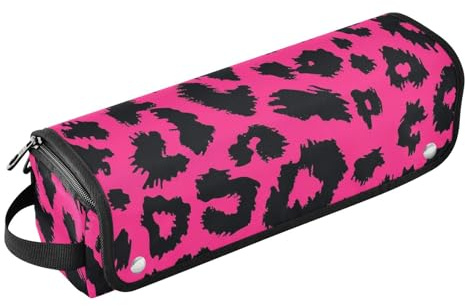 famyily Sac de voyage pour outils de coiffure pour femme avec tapis de fer, organiseur portable pour fer à friser, fer à lisser, sèche-cheveux plat, léopard rouge