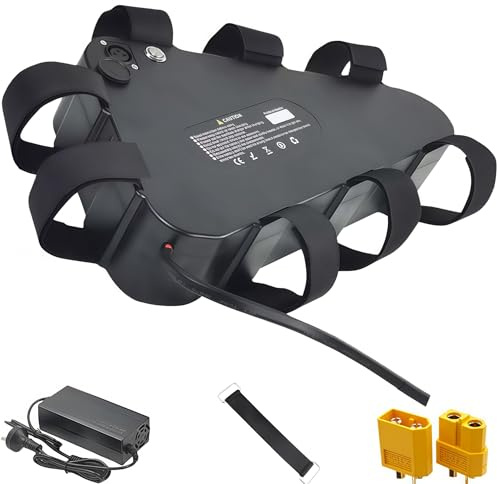 Batteria Triangolare per E-Bike 48V/52V/60V/72V 20Ah/25Ah/30Ah, Batteria al Litio per Bicicletta Elettrica 250W-5000W, con Caricatore Rapido, Porta USB, BMS e Borsa Triangolare (52V 25AH)