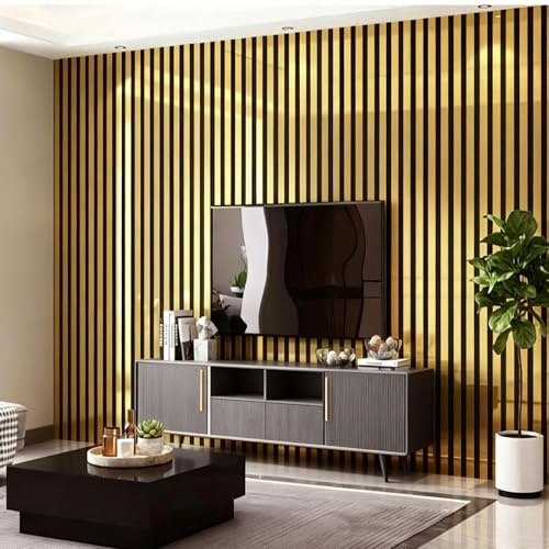 Minifactory 3D Grid Peel and Stick Wallpaper, Self-Adhesive Removable PVC Wall Panels, Waterproof & Easy Clean, 300x60cm for Walls, Furniture, Cabinets & DIY Home Decor (Gold)