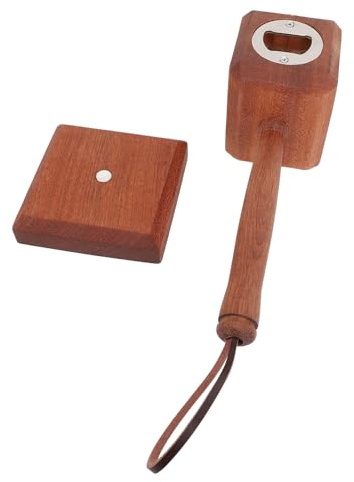 ZDAGELD Wooden Bottle Opener Hammer with Strong Magnets, Dad, Husband, Beer and Beverage Lovers, Handmade Wood Openers with Cowhide Rope, Erosion Resistant, Innovative Design, for