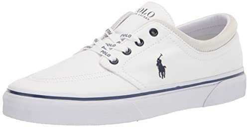 POLO RALPH LAUREN Faxon X Low-Top Canvas Sneaker, Weiß/Newport Navy Pp, 46 EU
