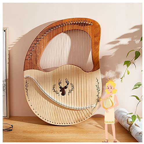 LVJMOB Tragbare Harfe Instrument Mahagoni, Lyre Harfen, Metall Mahagoni Leier Harfe mit Stimmschlüssel und Tragetasche, Lyre Instrument für Erwachsene/Kinder/Anfänger 27string Log