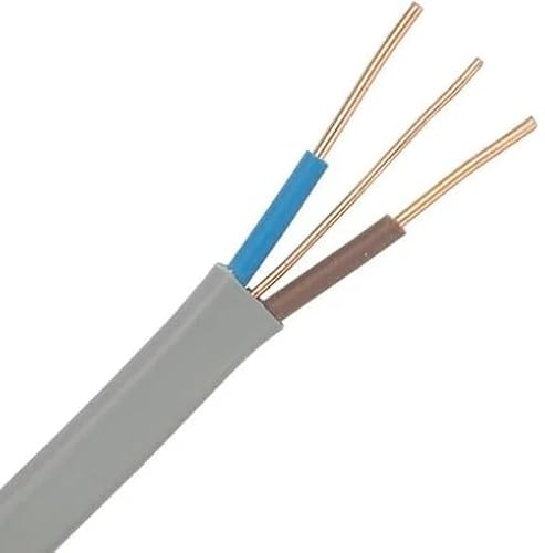JAFSAL ONLINE 2 Core& Earth Cable Lighting Socket wire, Auto Cable Copper Wire, BS6004 Grey PVC sheathed cable with CPC (6.0mm, 5m)