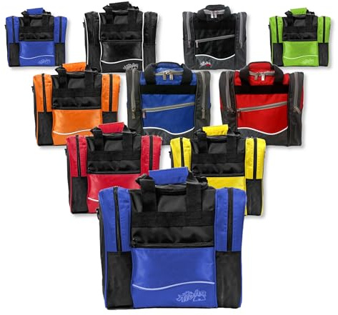 EMAX | Aloha – Wave – Borsa da bowling | Borsa da bowling per palla e scarpe | Borsa da bowling con manici | Borsa per uomo e donna bambini (Deluxe – Blu)