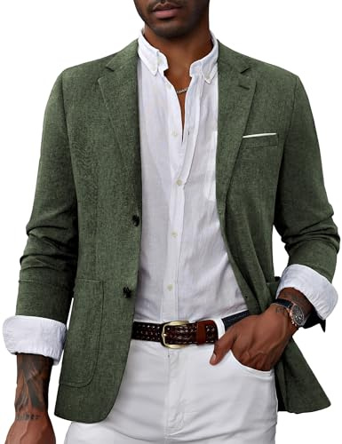 PaulJones Vardaglig sportrock blazer med två knappar lätt business kostym blazer jackor, Olivgrön, XXL