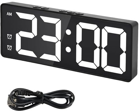 Litinliv Sveglia Digitale,Orologio Digitale con 2 Allarme,Sveglia da Comodino con visualizzazione della temperatura,12/24 ore,LED Sveglia da Comodino,per soggiorno,camera da letto,aula,cucina,ufficio