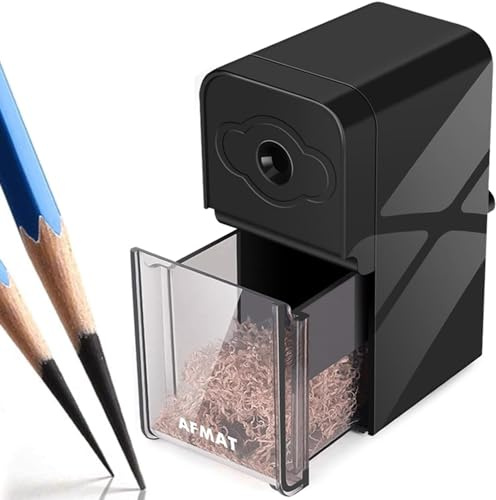 AFMAT Long Point Pencil Sharpener, 8-20mm Long Pencil Nibs, Self-Feed & Adjustable Pencil Sharpness, Artist Desktop Manual Pencil Sharpener for φ6-8.2mm Charcoal/Drawing/Sketching/Colored Pencils PS10