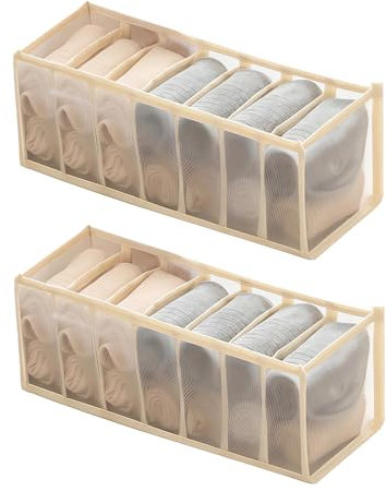 ZWWOGE Organisateur de Tiroir Pliable,Boîte de Rangement Vetement,Boîte de Rangement Pliables,Rangement Tiroir Pour Chaussettes, sous-vêtements, culottes(2 pièces)