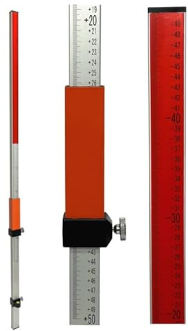 Nivellierlatte für Laser-Nivelliergeräte – 2,40 m – Laser-Messlatte aus Aluminium mit Gleiter, Libelle & Schnellverschluss