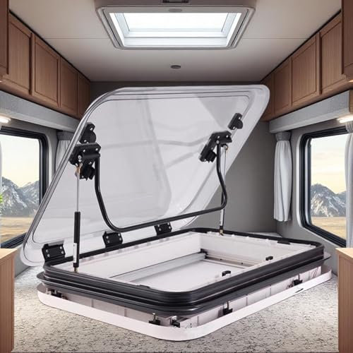 WEICNE Fenêtre De Toit pour Caravane, avec Éclairage LED, Blanc, pour Trappe De Caravane, pour Caravanes, Camping-Cars Et Camping-Cars (50 X 50 Cm/70 X 50 Cm/80 X 50 Cm),27.6×19.7in