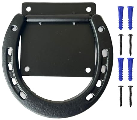 Fenteer Amarres para establos de Caballos, versátiles, con Tornillos de expansión de 3 x 3 Pulgadas, Color Negro, para Ganado, Suministros para establos.