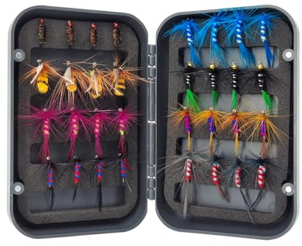 Fishing Flies, 32/48/64Pcs Fly Lures with Box Waterproof Fly Fishing Accessories for Trout & Bass