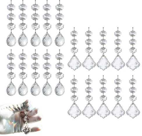 Eowppue Paranco per lampadario di Cristallo 20 Pezzi, Pendenti in Cristallo K9 con Goccia e Foglia, per Decorazioni di lampadari, finestre e Regali, 11 cm di Lunghezza
