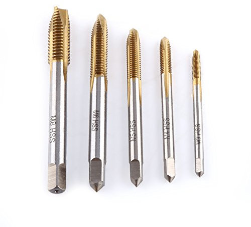5 Stücke HSS Gewinde Gewindebohrer Handgewindebohrer Satz, M3/M4/M5/M6/M8 Metric Gewinde Stahl Gewindeschneider Set Vorwärts Chip Auswurf Gewinde Werkzeuge