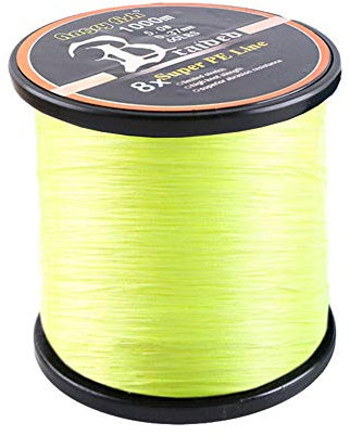 LSHEL Geflochtene Angelschnur 8fach 1000m PE Super Starke Geflochtene Schnüre, Gelb, 0.8# 0.15mm/8.18kg/18lb