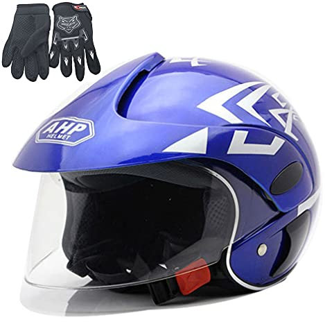 Kindermotorradhelme, Kinderhelme, Jungen und Mädchen, Fahrräder, Roller, Outdoor-Sportarten, Geeignet für 3-8 Jahre alt,Blau