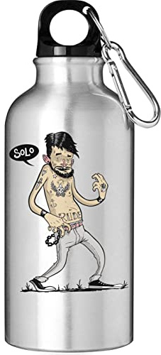 Luftgitarr solo musiker konst turist vattenflaska flaska silver, SILVER, 400ml