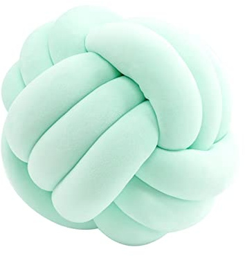 Edumov Cojín para nudos, cojín de nudos, cojín tejido a mano, cojín de peluche, escandinavo, cojín decorativo nudo, cojín anudado para sofá, cama, habitación, verde menta, 20 cm