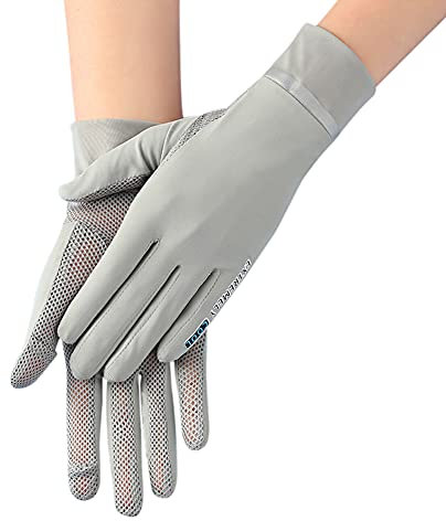 ITODA Fahrradhandschuhe UV Schutz Handschuhe Sommer Kühlung Touchscreenhandschuhe Unisex Eisseide Laufhandschuhe Reflektierend Dünn Sommerhandschuhe Mesh Sporthandschuhe Laufen Radfahren Grau