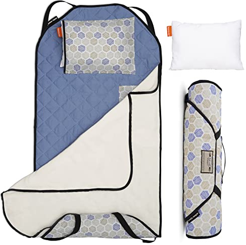 Tot Cot Kids Nap Mat - Toddler Preschool Daycare Bedding Cover with Blanket and Pillow - Ages 2 Yrs to 5 Yrs