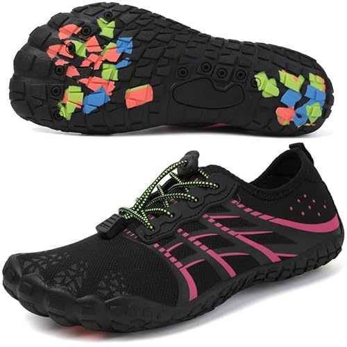 Supmix Chaussures aquatiques pour homme et femme - Séchage rapide - Chaussures aquatiques - Chaussures de mer, de surf, de plongée, de piscine pour homme et femme, Rose noire., 39 EU