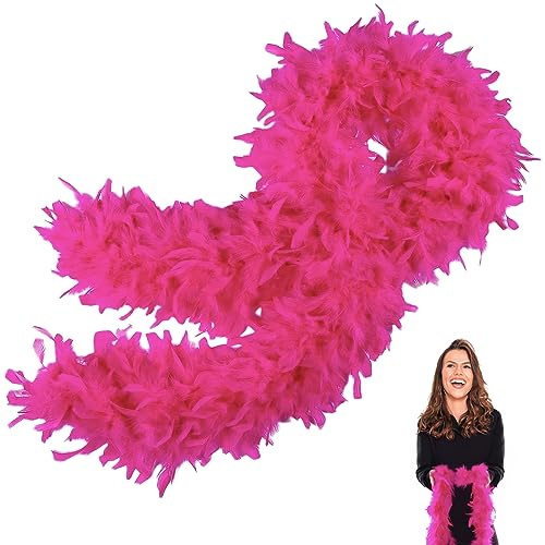 Boa di piume, Rosso rosato, 2m/6.6ft
