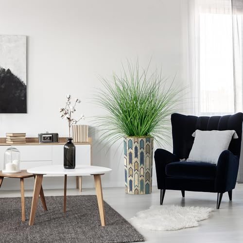 Artificial Tree in Modern Polygon Pattern Effect Planter, Fake Onion Grass Silk Tree for Indoor and Outdoor Home Decoration - 55 Overall Tall (Plant Pot Plus Tree)
