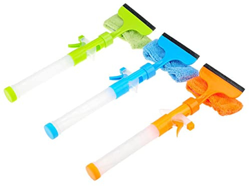 Beavorty Multi-Function Window Wiper with Spray Bottle Glass Cleaning Tool for Home Car Durable Design for Smooth Surfaces Green