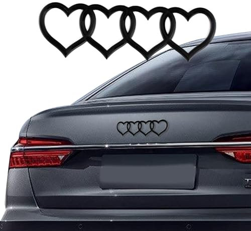 Love Heart Logo Rear Trunk Emblem, 3D Badge Decal Sticker, Car Accessories Exterior Decoration, Car Replacement 3D Sticker Fit for Audi A3 A4 A5 A6 A8 TT R8 Q3 Q5 Q7 (Bright Black)