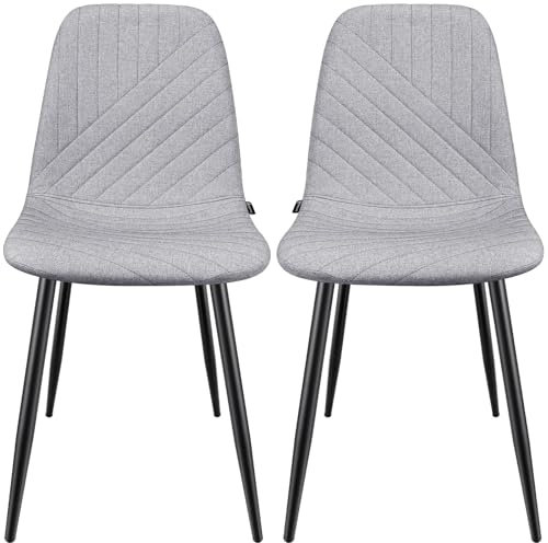 ANVOFONG 2er Set Esszimmerstühlen, Schmutzabweisend Leinengewebe mit Schwamm Kissen, Geeignet für Küche Wohnzimmer Arbeitszimmer Büro Mittagspausen Gray.
