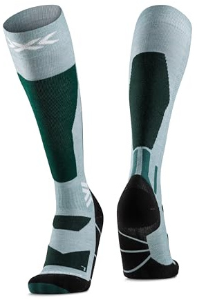 X-Socks Snowboard Discover OTC – Calze da Snowboard ad Alte Prestazioni con O-Ring Bandage, Comfort e Supporto Ottimizzati per Snowboard e Sport Invernali - Verde salvia/Prato inglese, 42-44