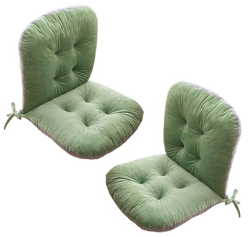 Stulhkissen, Kissen für Rattansessel Outdoor Auflage Sitzkissen, Rattanmöbel 2 Stück Stuhlkissen mit Rückenteil Sitz, Rückenkissen mit Bänder, Niedriglehner Auflage Polsterauflage(Color:Grün）