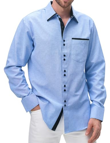 Suwangi Camicia da Uomo Manica Lunga Camicia Oxford Cotone Camicie Casual Business con Tasca