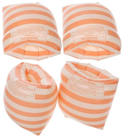 DECOMELODY Lot de 2 Brassards de Natation Gonflables en PVC Double Chambre à Air Texture Antidérapante Taille Ajustable Orange pour Piscine et Apprentissage Natation Adultes