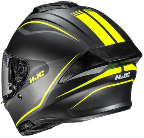 Casco de Moto Integral HJC C71 Designed Quez Negro Amarillo Mate con Visor Solar | Unisex Hombre y Mujer Homologado ECE 22.06 (M)