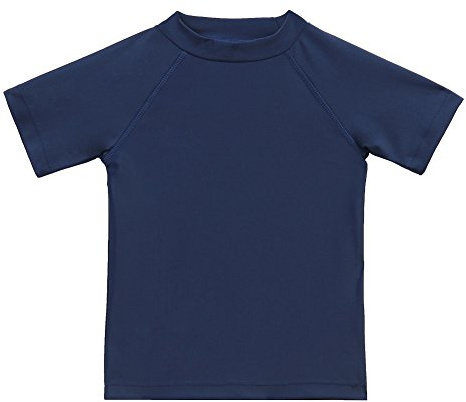 Boys' Short Sleeve Rash Guard Swimwear Athletic Tops Surf Swim Shirt UPF 50+ Sun Protection, Solid Navy 6