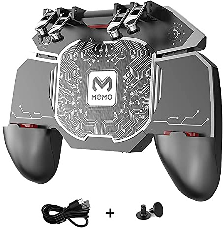 PUBG Mobile Controller Radiator Fast Cooling Phone Gamepad 4 Trigger 6 Finger Operation - L1R1/L2R2 for iPhone, Samsung, Oneplus, Pixel, compatible with CoD Warzone Mobile, Fortnite, Powered by USB C