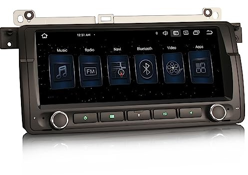 Erisin 8.8 Pulgadas Android 14 Radio Coche Estéreo de Automóvil para BMW Serie 3 E46 Rover 75 M3 MG ZT Soporte GPS Carplay Android Auto DSP Bluetooth WiFi Dab + TPMS 8-Core 4GB RAM + 64GB ROM