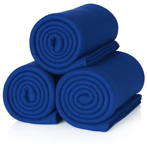 ALCLEAR 3 pezzi coperte in pile polare Oeko Tex, colore: blu navy, dimensioni grandi 130x160 cm, oltre 200 g/m2, coperta da divano,soggiorno, da picnic coperta, coperta da lancio