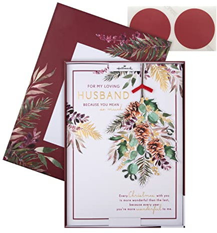 Hallmark Förpackat julkort för make - traditionell säsong lövverk design