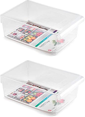 Acan Tradineur - Pack de 2 Cajones organizadores Reutilizables para frigorifico Nº 9 - Fabricado en poliestireno - Recipiente de plástico Transparente - 10 x 19,5 x 29 cm