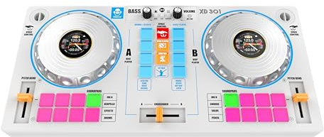 Cefa Toys - Estación de Dj Portátil con Altavoces y Control Espacial 14 en 1, Con Tocadiscos, Crossfader y Más de 144 Combinaciones de Mix, Incluye Reproductor de Bluetooth y USB y Batería Recargable